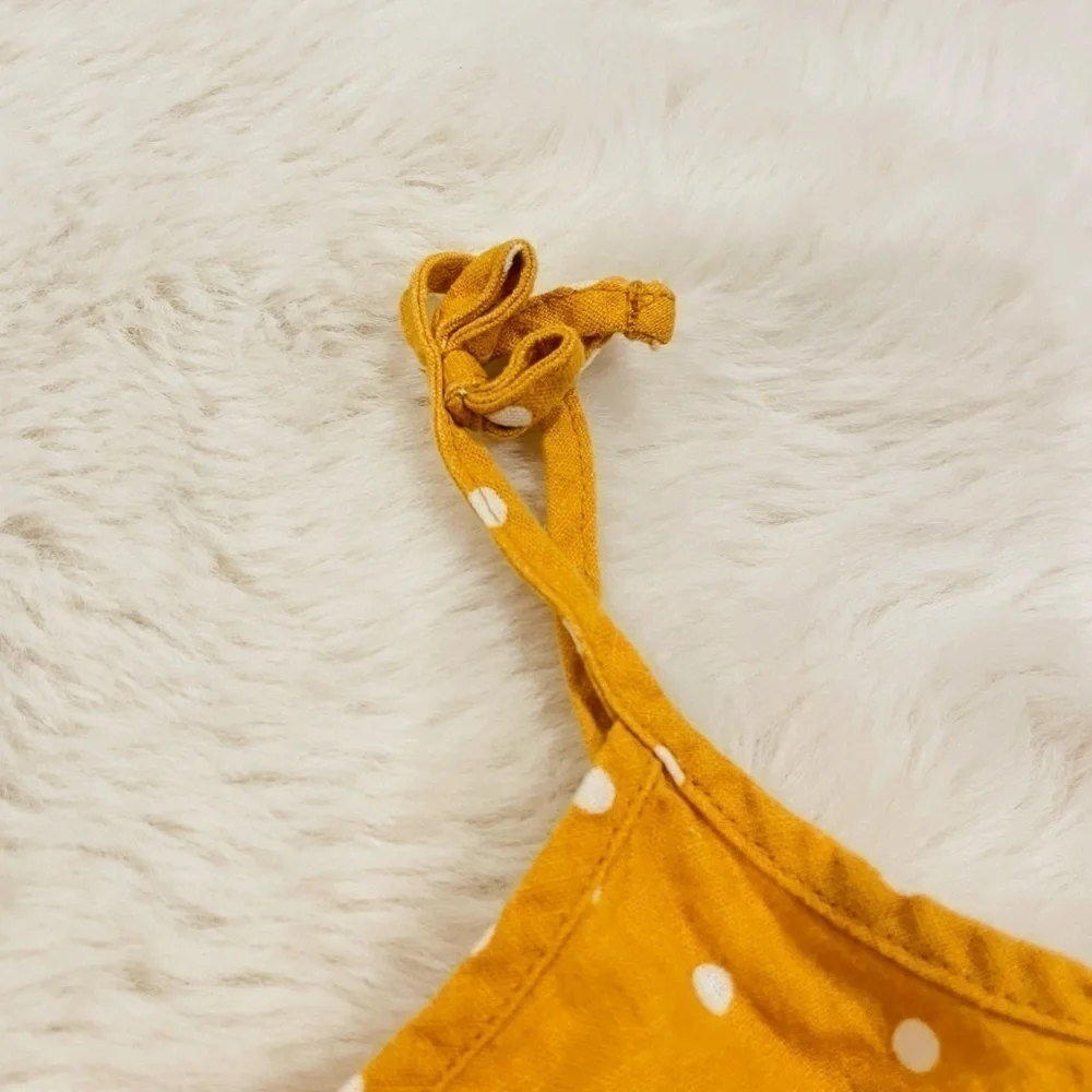 OshKosh B’Gosh Toddler Girl’s Golden Yellow Linen Polka Dot Tiered Dress Size 5T